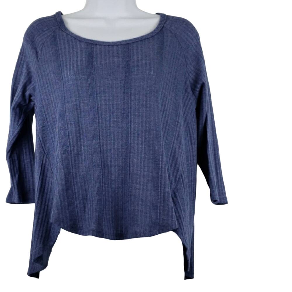 Chelsea & Violet Blue Ribbed Open Shoulder Blouse Size M